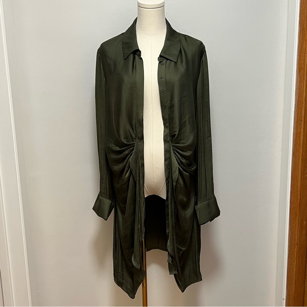 Steve Madden Olive Green Women's Satin Dress - Picture 2 of 7